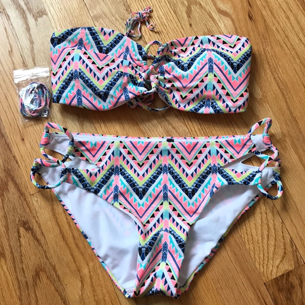 LA Hearts Tribal Strapless Hi Rise Bikini